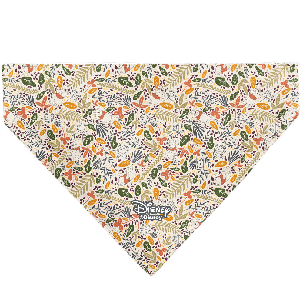 Pet Bandana - Winnie the Pooh Smiling Face/Foliage Collage Beige/Green/Orange/Yellow 