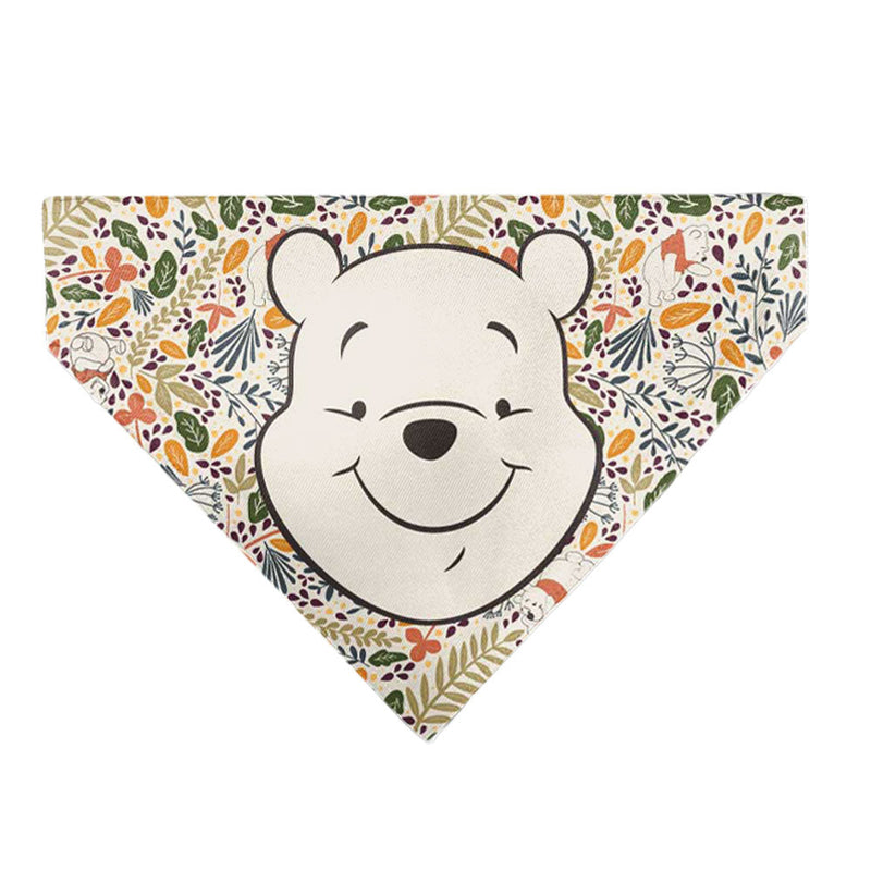 Pet Bandana - Winnie the Pooh Smiling Face/Foliage Collage Beige/Green/Orange/Yellow 