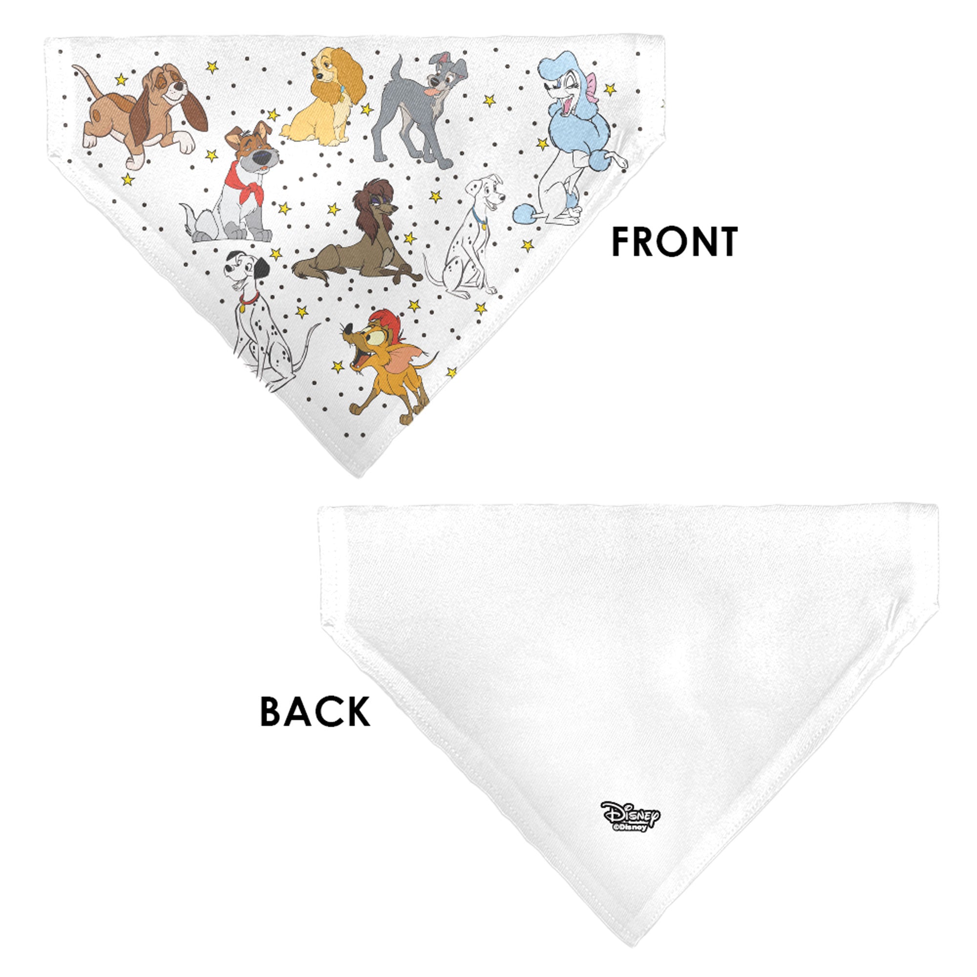Pet Bandana - Disney Dogs 9-Dog Group Collage/Stars White/Black/Yellow 