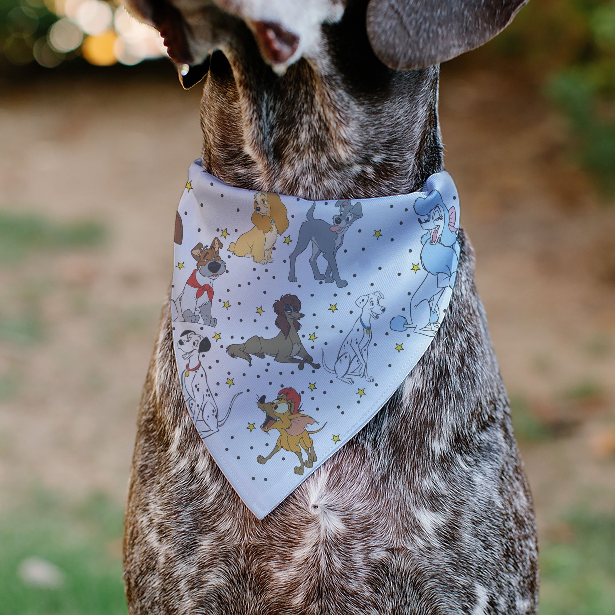 Pet Bandana - Disney Dogs 9-Dog Group Collage/Stars White/Black/Yellow 