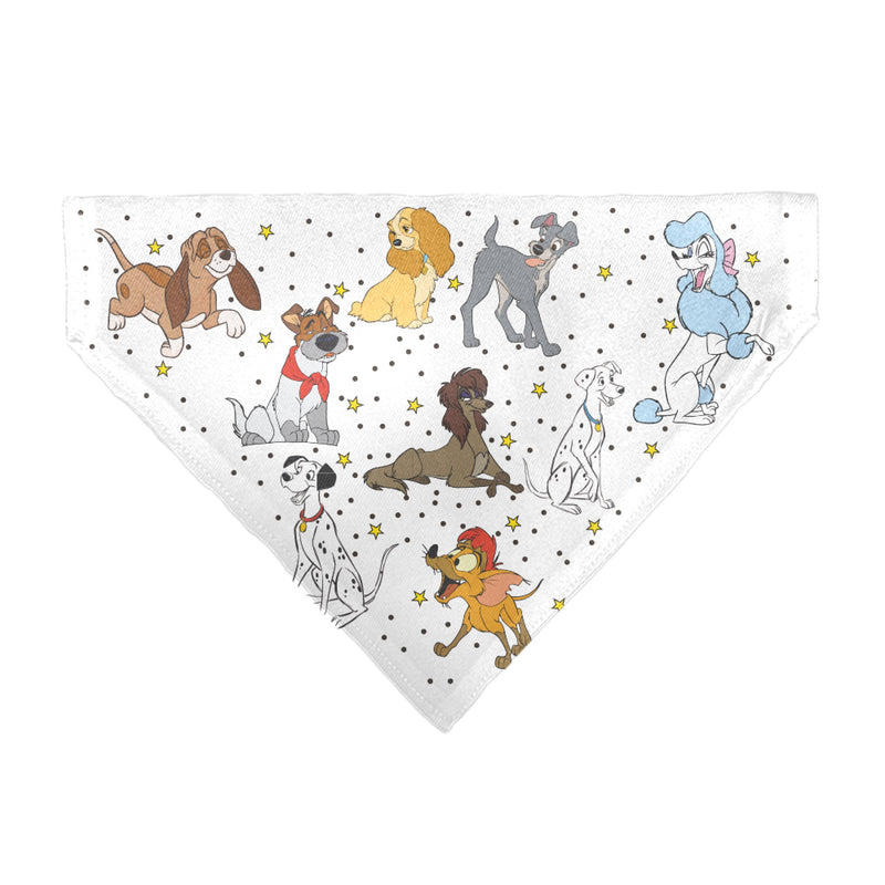 Pet Bandana - Disney Dogs 9-Dog Group Collage/Stars White/Black/Yellow 