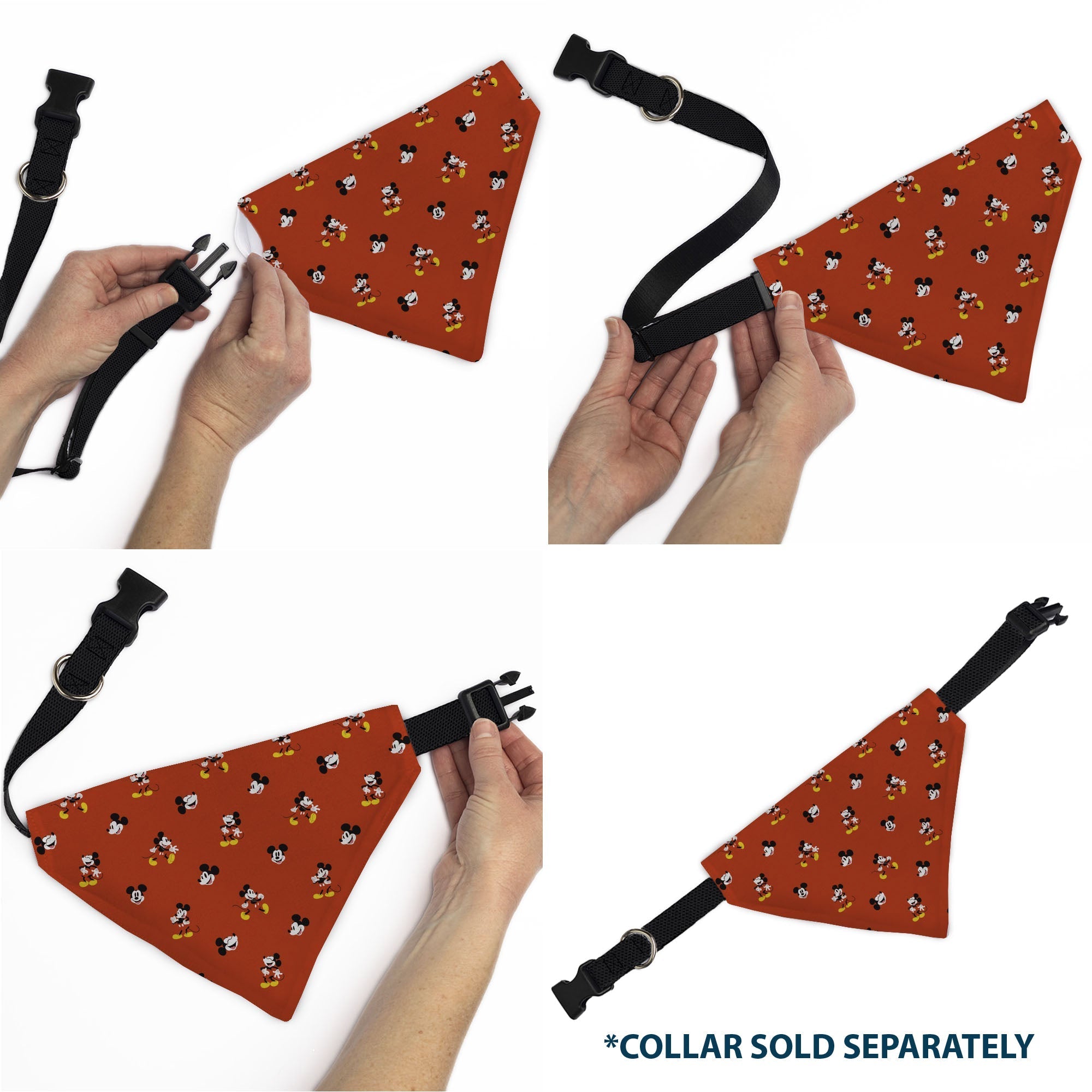 Pet Bandana - Mickey Mouse Poses and Expressions Scattered Red 