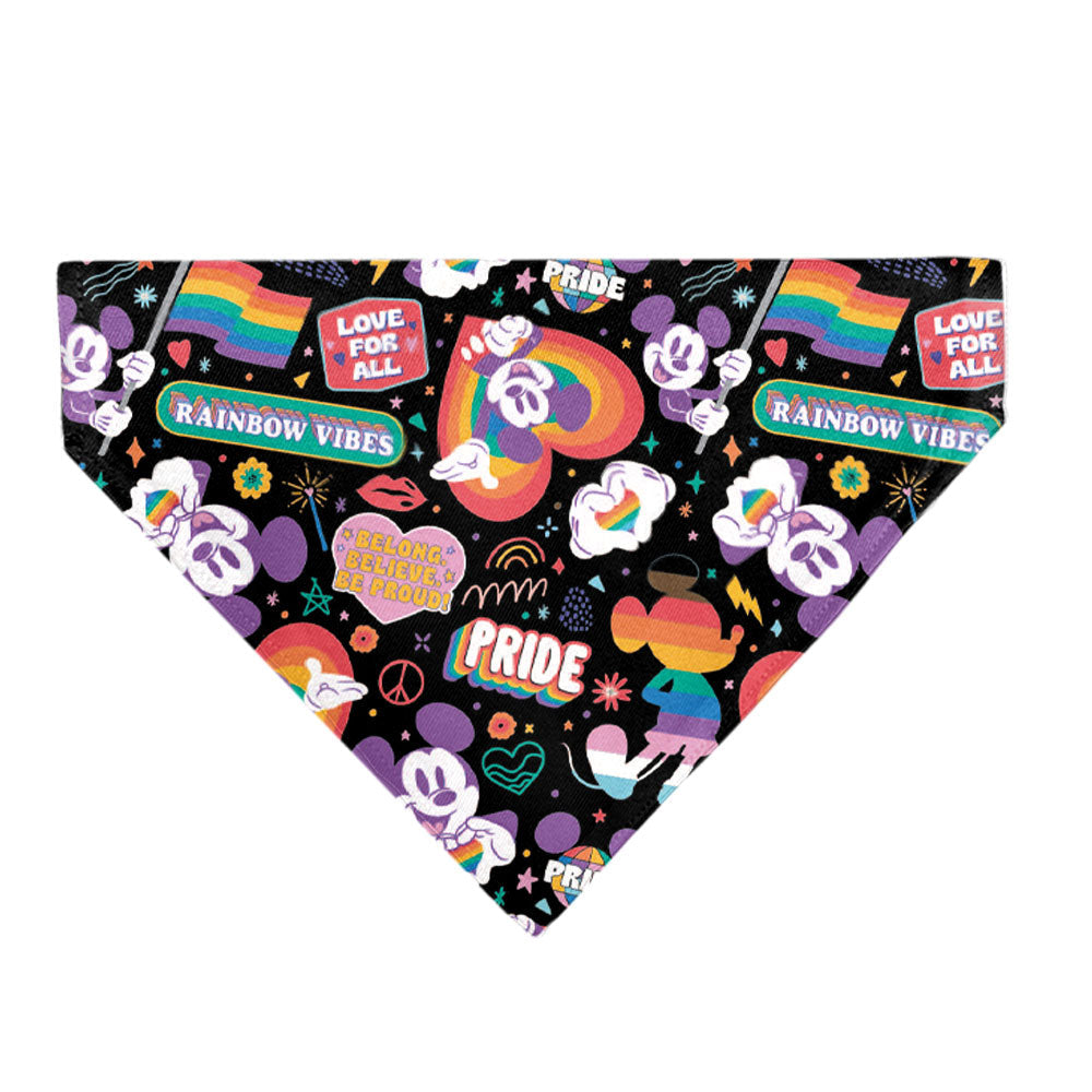 Pet Bandana - Mickey Mouse Pride Poses Rainbow Collage Black 