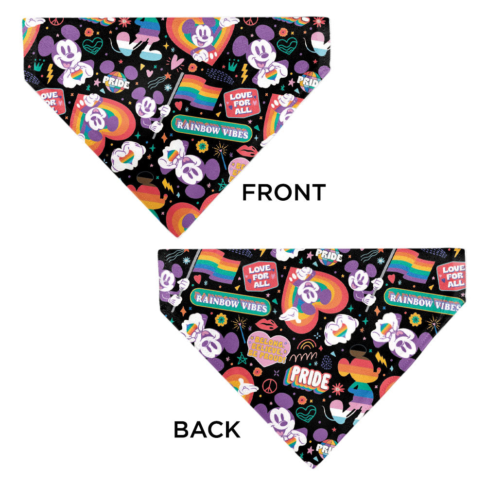 Pet Bandana - Mickey Mouse Pride Poses Rainbow Collage Black 