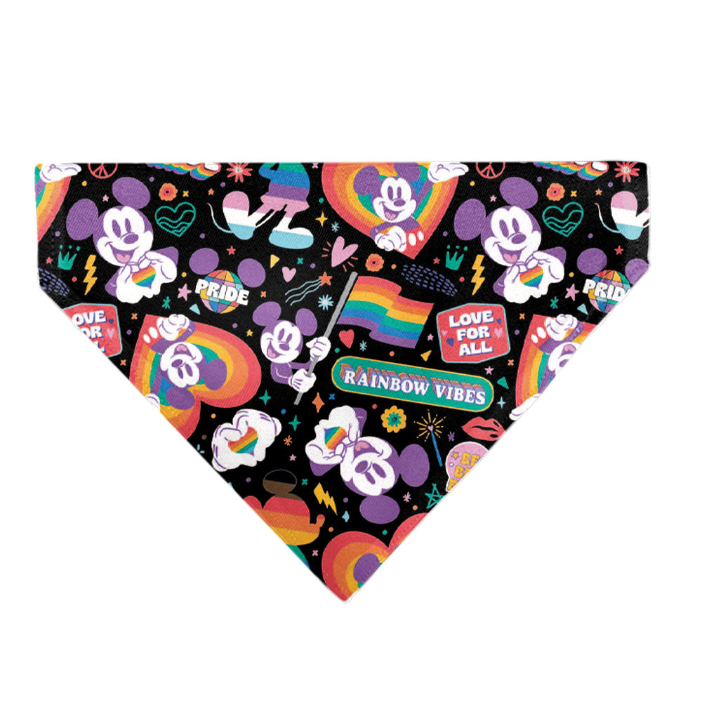 Pet Bandana - Mickey Mouse Pride Poses Rainbow Collage Black 