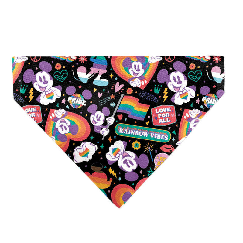 Pet Bandana - Mickey Mouse Pride Poses Rainbow Collage Black 