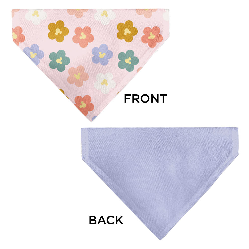 Pet Bandana - Mickey Mouse Ears Flower Icon Scattered Pink 