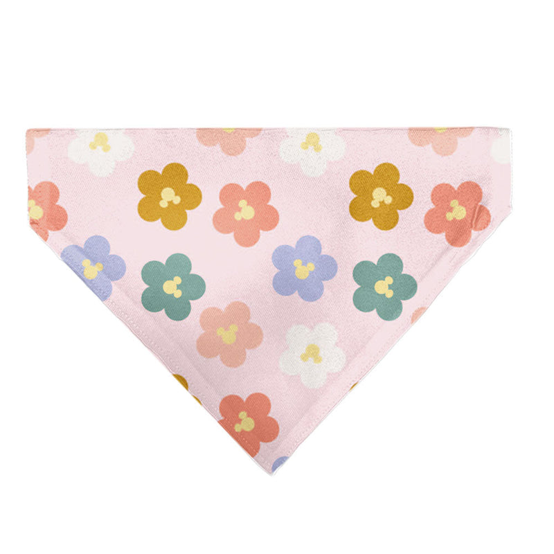 Pet Bandana - Mickey Mouse Ears Flower Icon Scattered Pink 