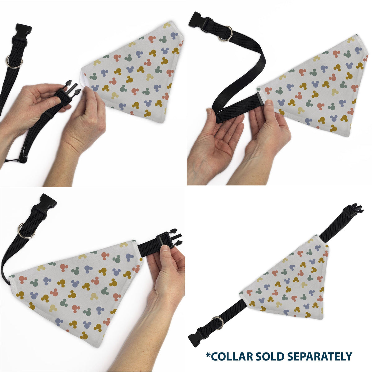 Pet Bandana - Mickey Mouse Ears Icon Scattered White 