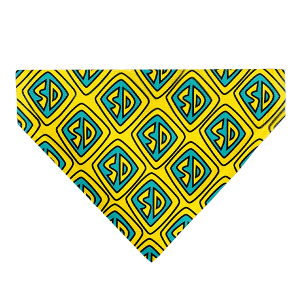 Pet Bandana - Scooby Doo Logo Centered and Collage Blue/Yellow 