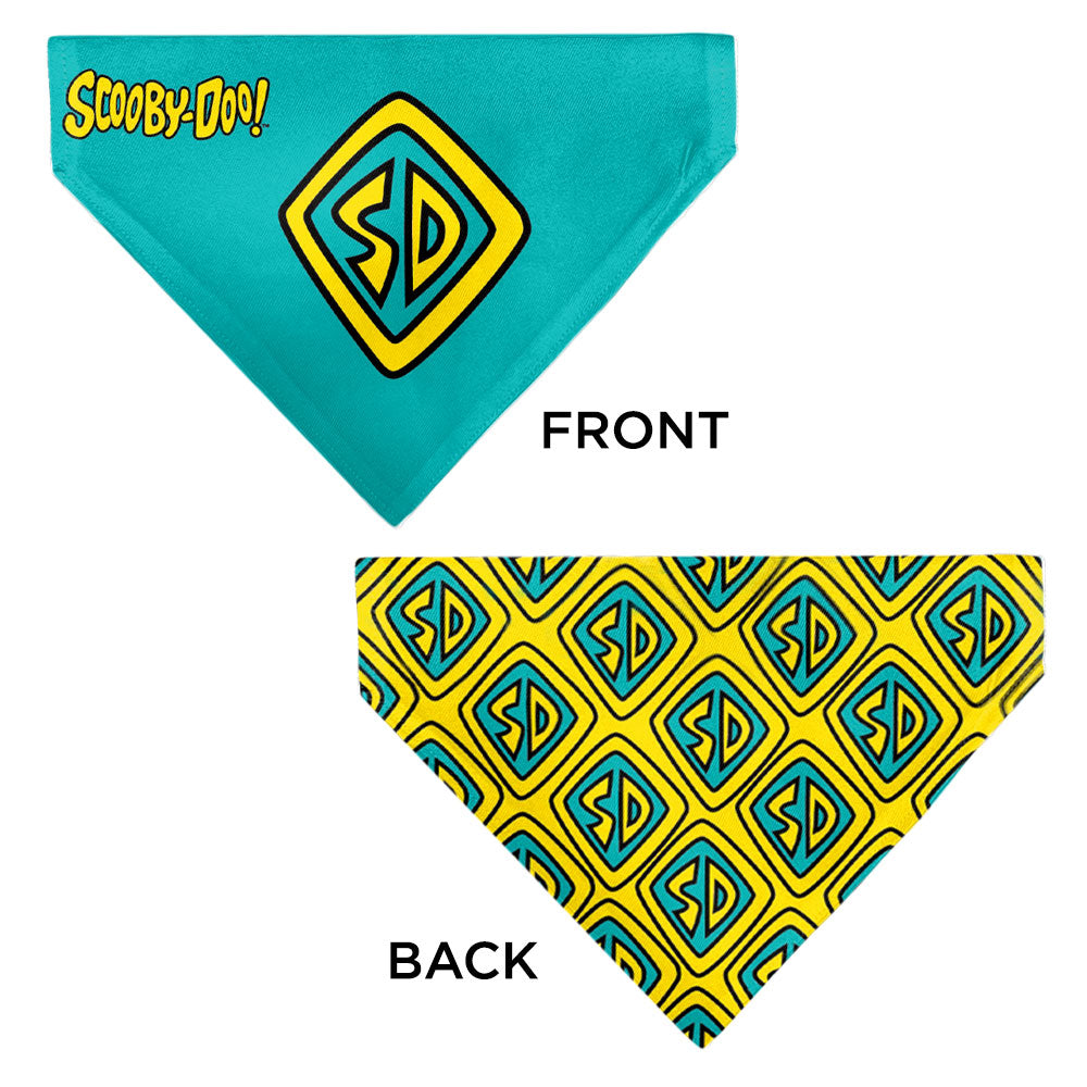 Pet Bandana - Scooby Doo Logo Centered and Collage Blue/Yellow 