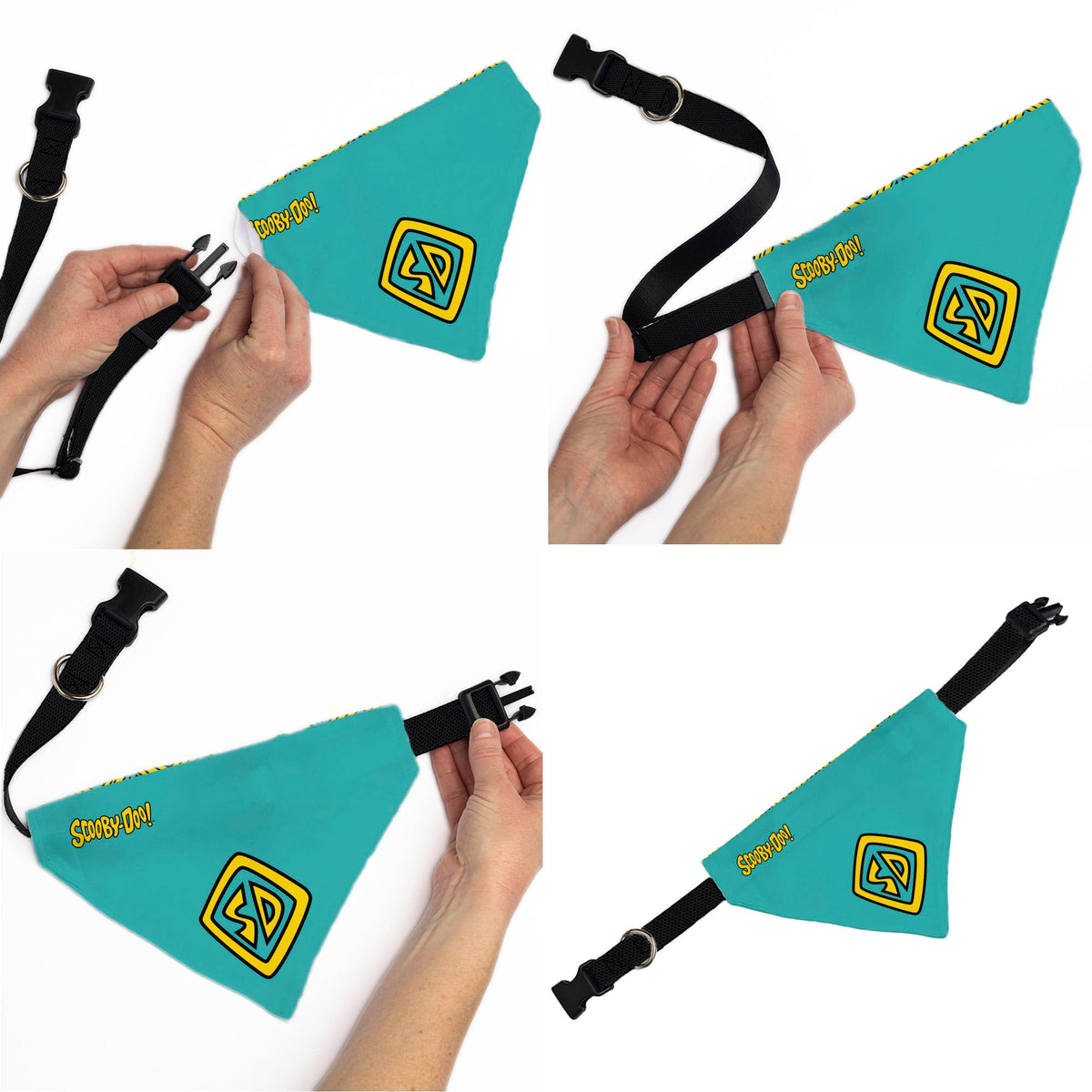 Pet Bandana - Scooby Doo Logo Centered and Collage Blue/Yellow 