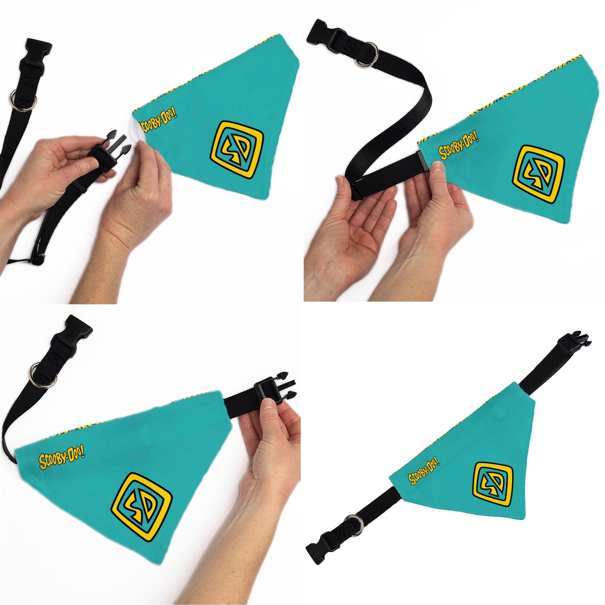 Pet Bandana - Scooby Doo Logo Centered and Collage Blue/Yellow 
