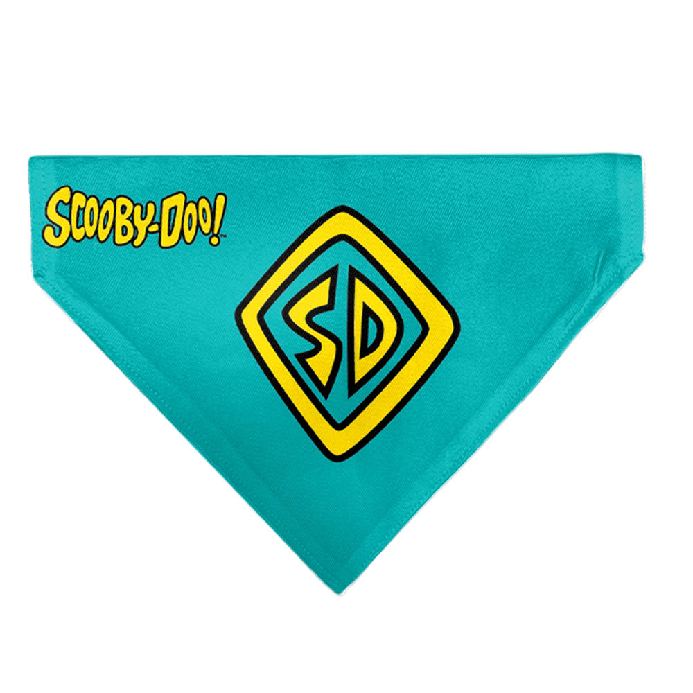 Pet Bandana - Scooby Doo Logo Centered and Collage Blue/Yellow 