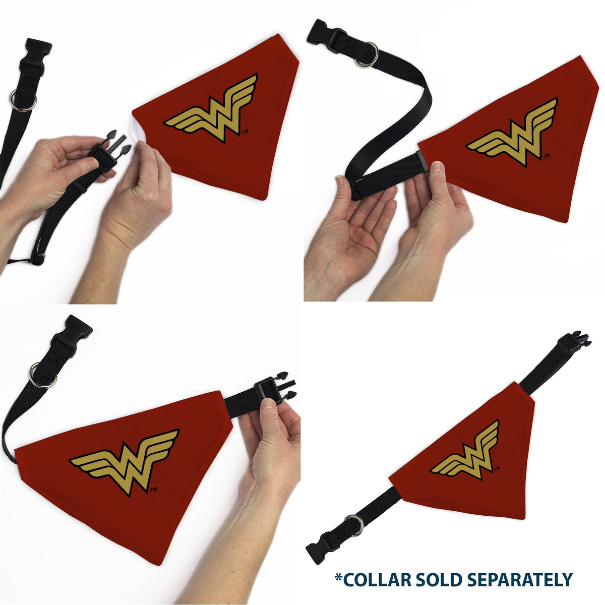 Pet Bandana - Wonder Woman WW Logo Red/Black/Yellow 