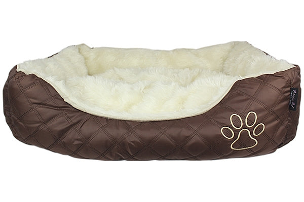 Parisian Pet Oxford Quilted Bed for Dogs & Cats - Soft, Durable, Lightweight, Washable, Stylish Brown Quilted Bed for Small Pets
