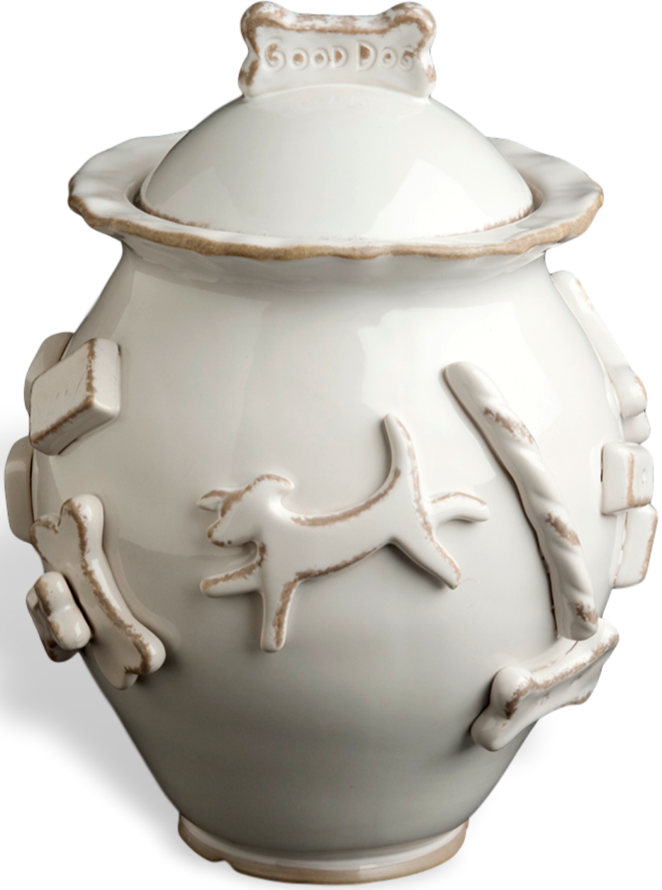 Dog Treat Jar - French White 
