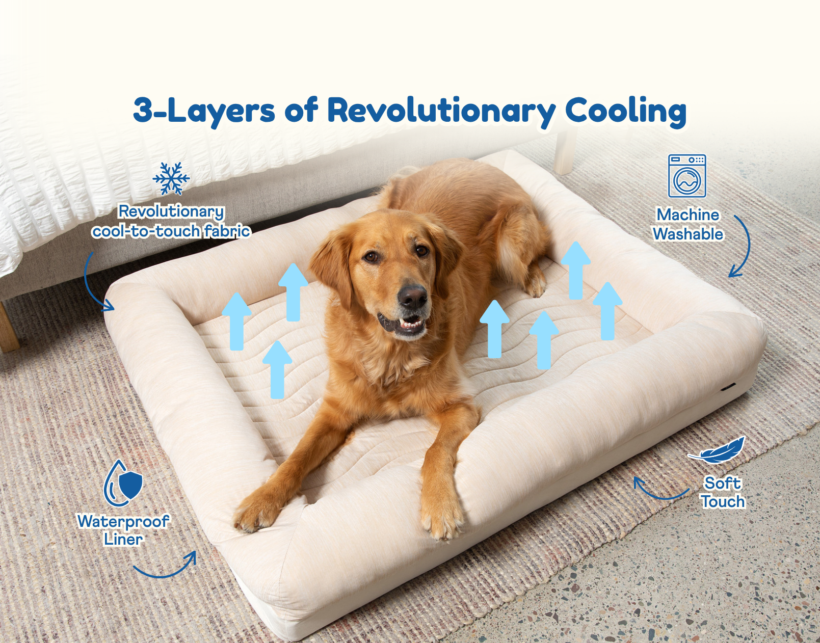 PupChill Cooling 4 Bolster Dog Bed Arctic Sand