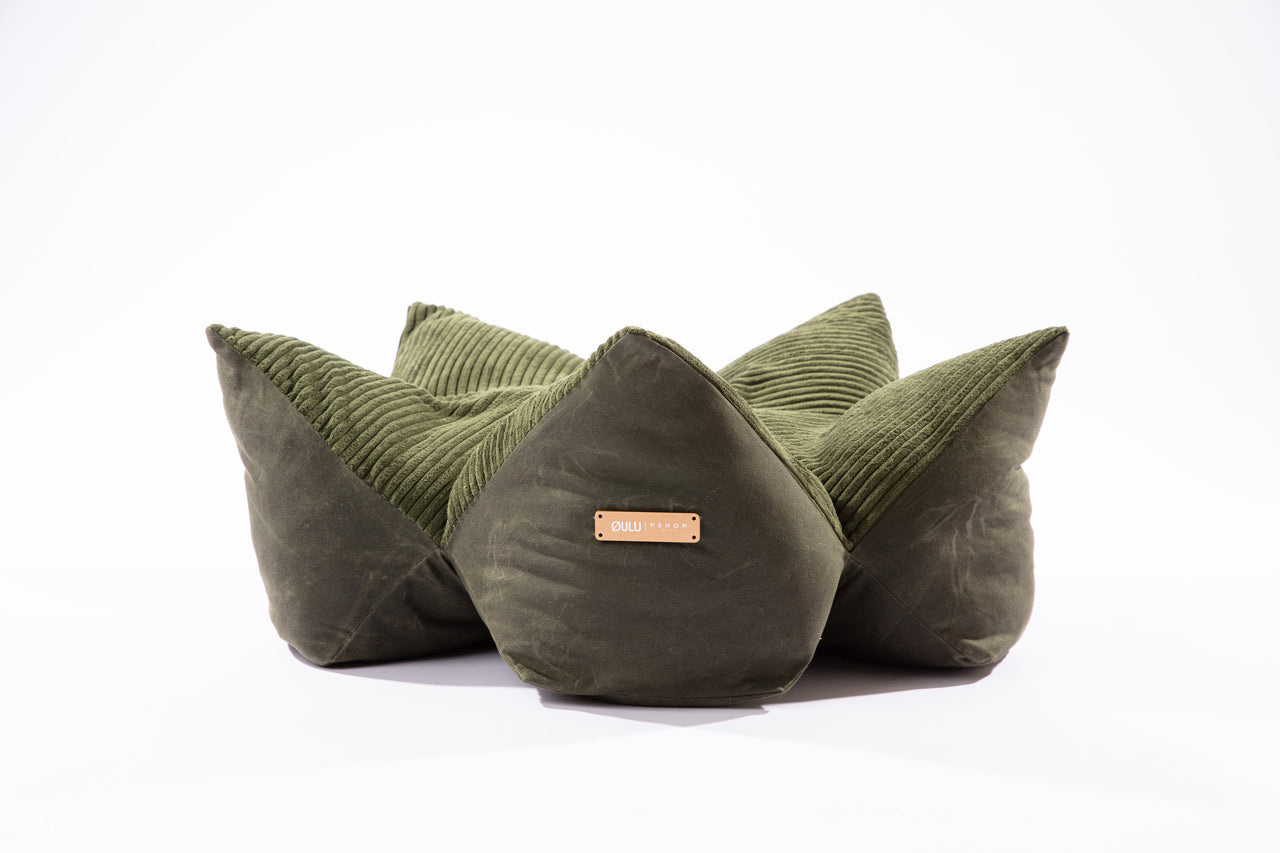 OULU x PEHOM - Cuddle Pet Pillow Bed - Navy Blue / Olive Green / Canyon Brown