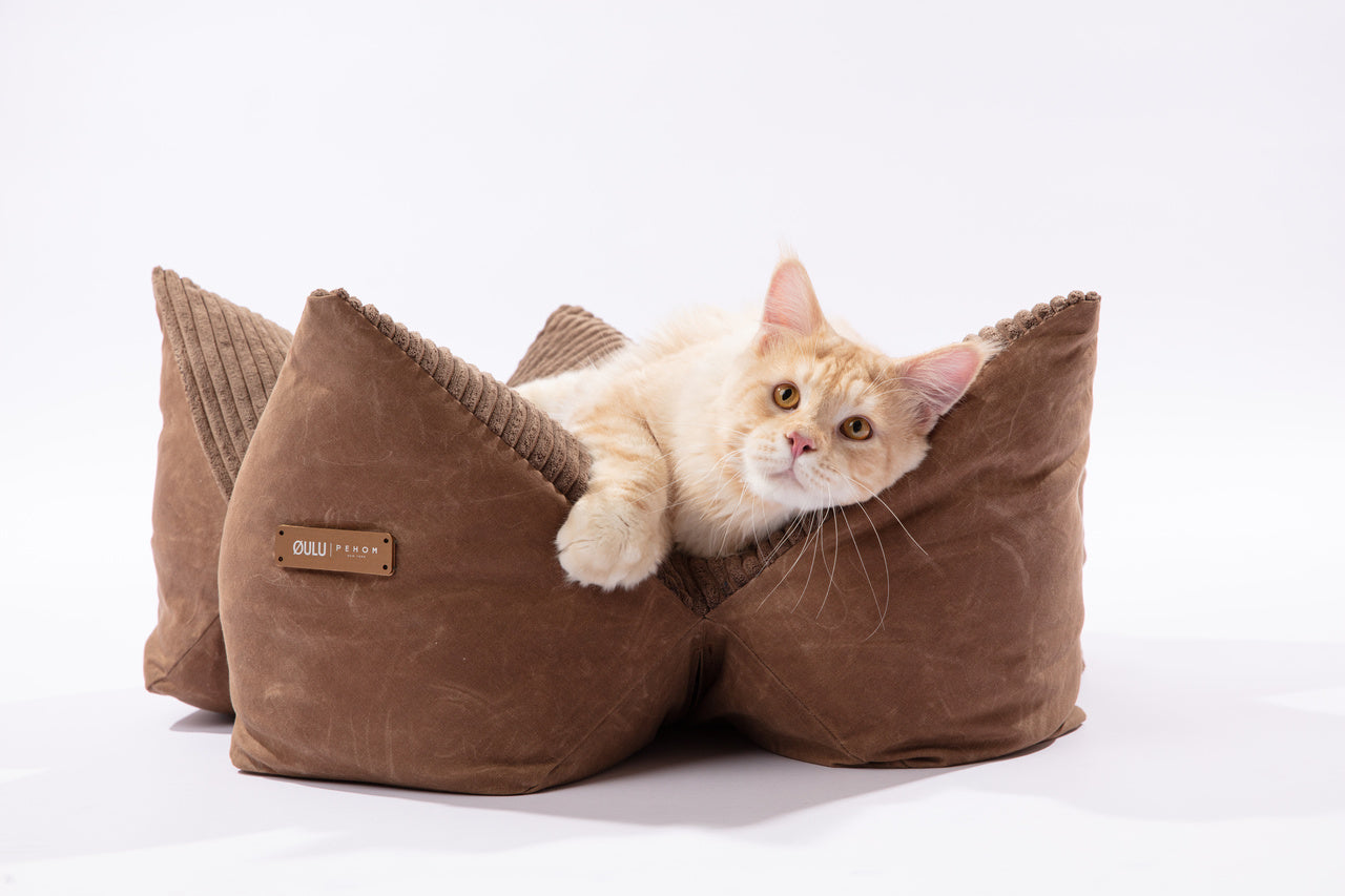 OULU x PEHOM - Cuddle Pet Pillow Bed - Navy Blue / Olive Green / Canyon Brown