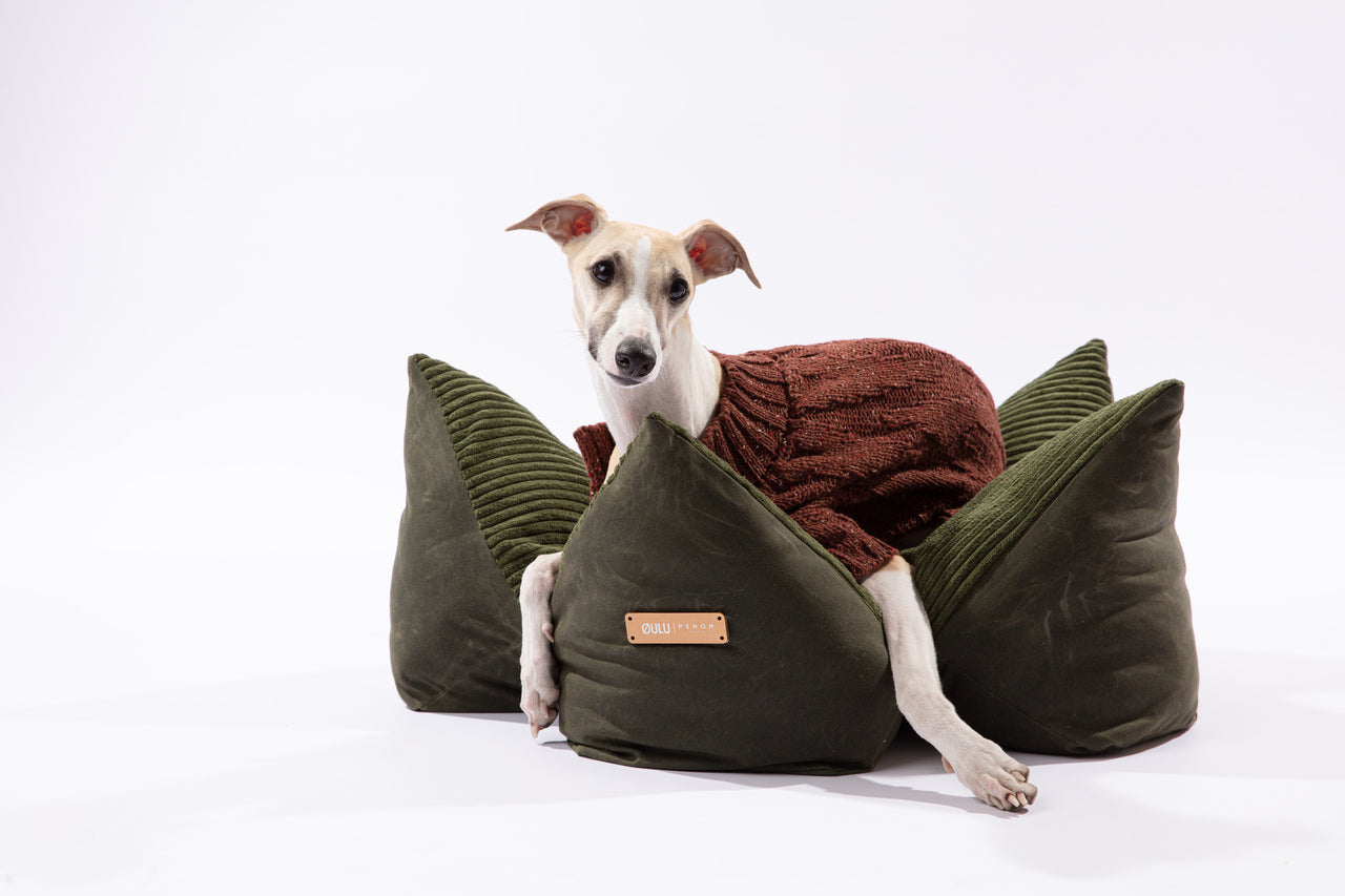 OULU x PEHOM - Cuddle Pet Pillow Bed - Navy Blue / Olive Green / Canyon Brown