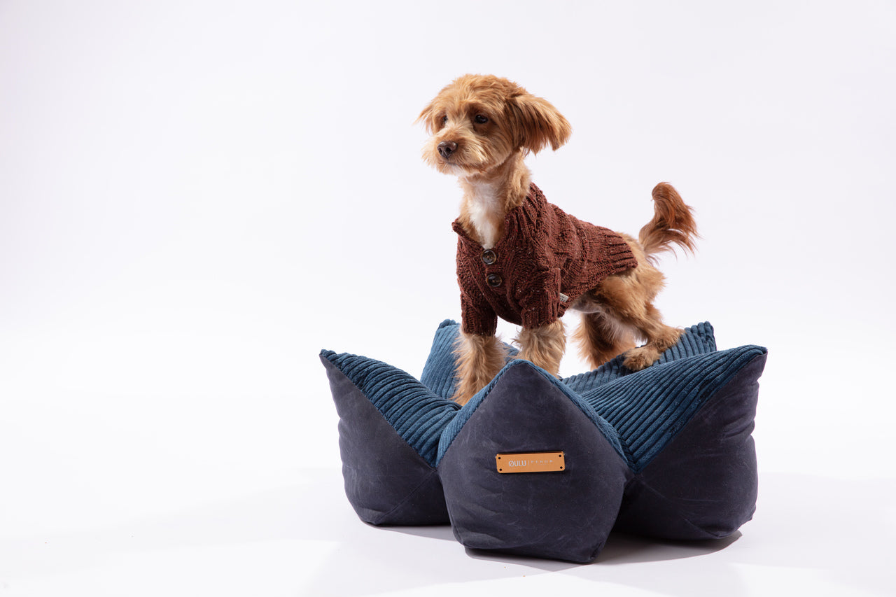 OULU x PEHOM - Cuddle Pet Pillow Bed - Navy Blue / Olive Green / Canyon Brown