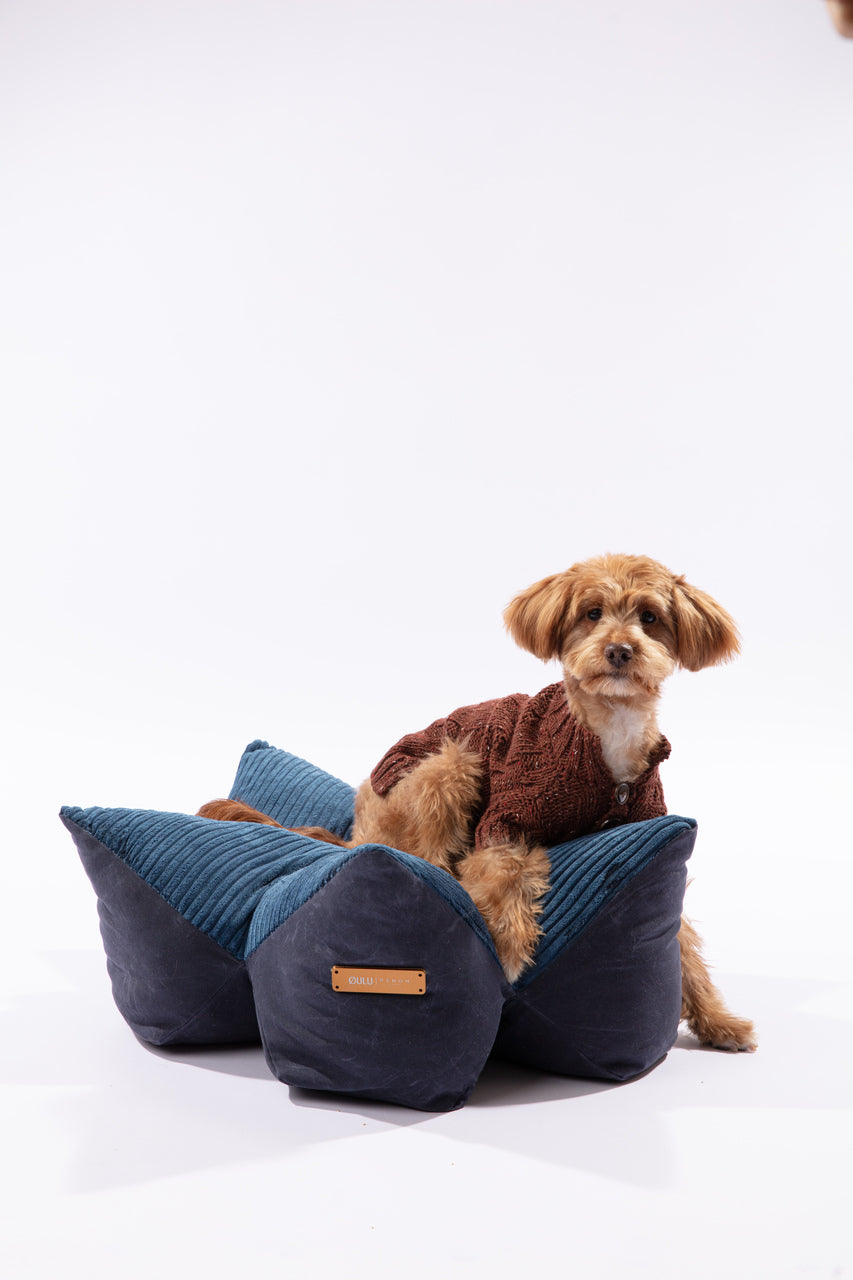 OULU x PEHOM - Cuddle Pet Pillow Bed - Navy Blue / Olive Green / Canyon Brown