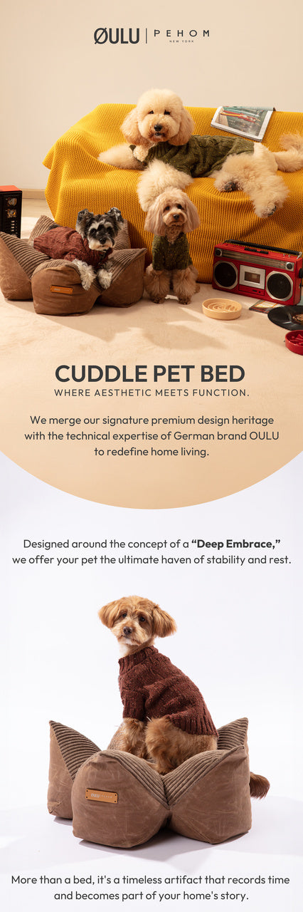 OULU x PEHOM - Cuddle Pet Pillow Bed - Navy Blue / Olive Green / Canyon Brown