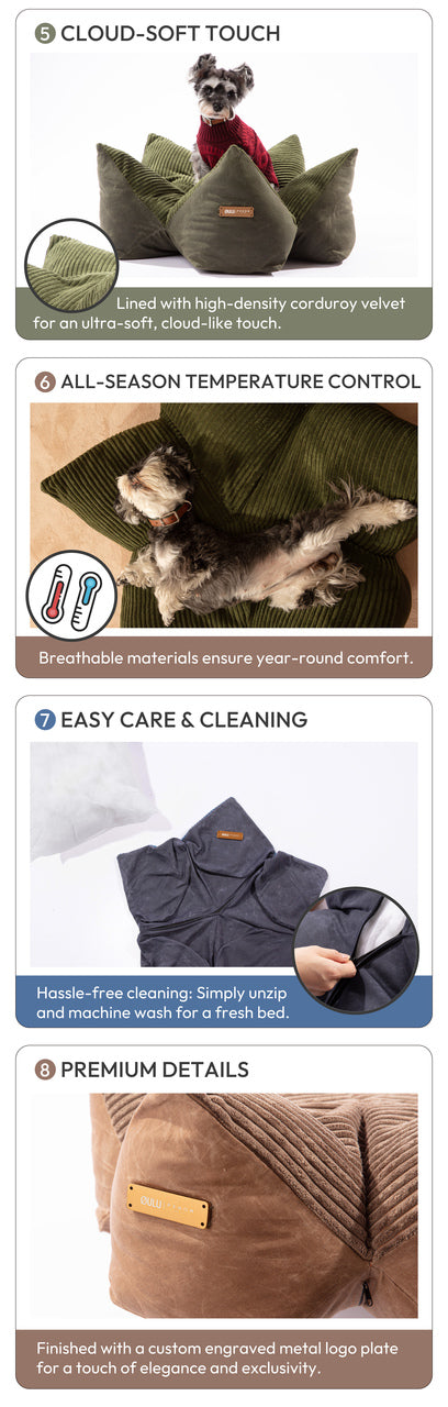 OULU x PEHOM - Cuddle Pet Pillow Bed - Navy Blue / Olive Green / Canyon Brown