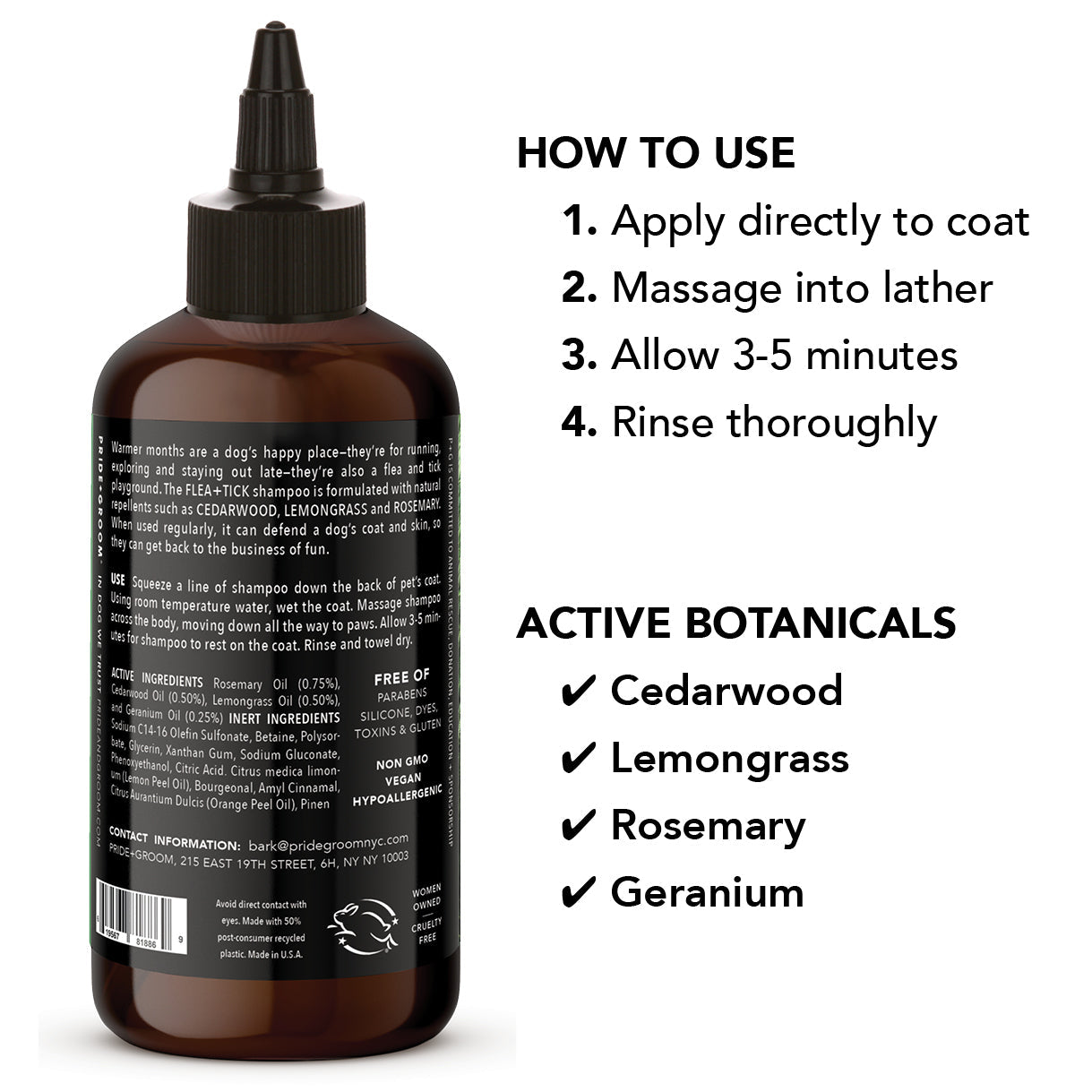 PRIDE+GROOM Flea + Tick Dog Shampoo