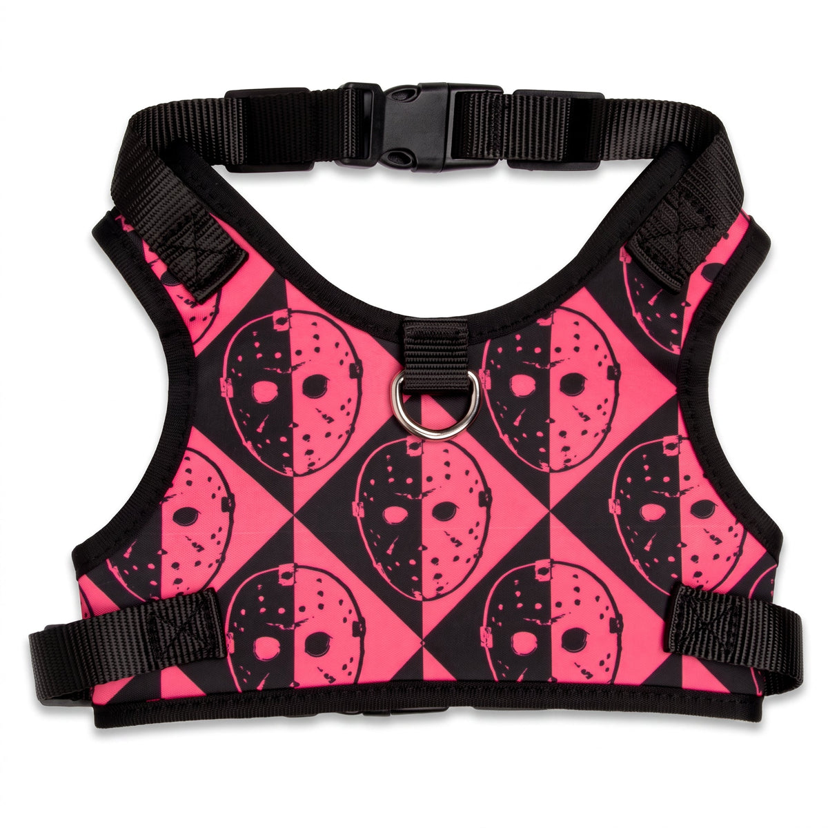 Buckle-Down Friday the 13th Jason Mask Diamond Split Black/Pink Pet Harness