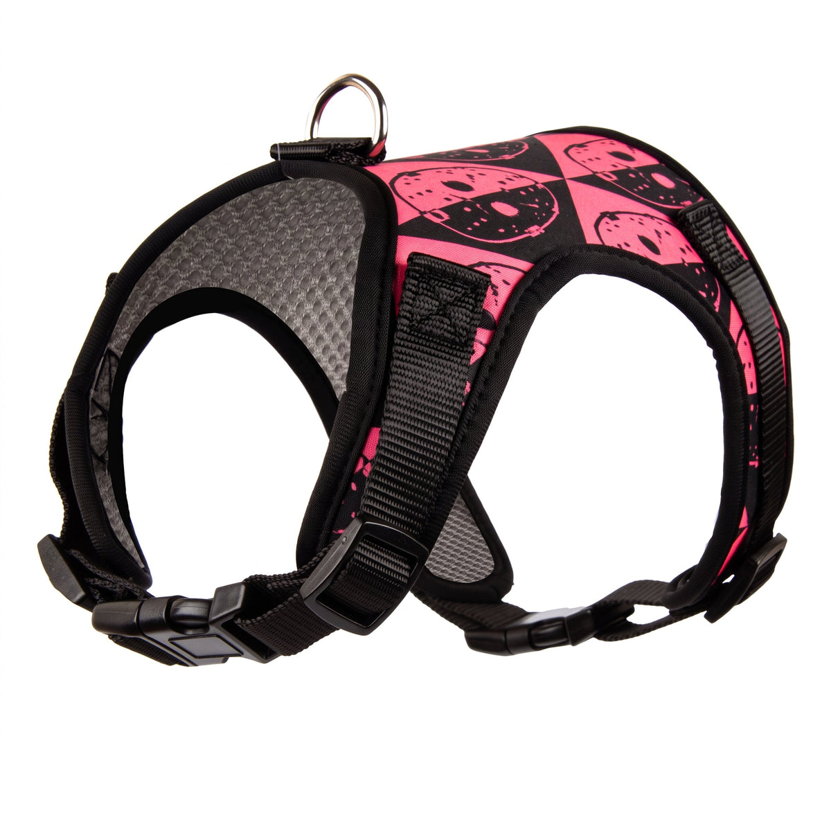 Buckle-Down Friday the 13th Jason Mask Diamond Split Black/Pink Pet Harness