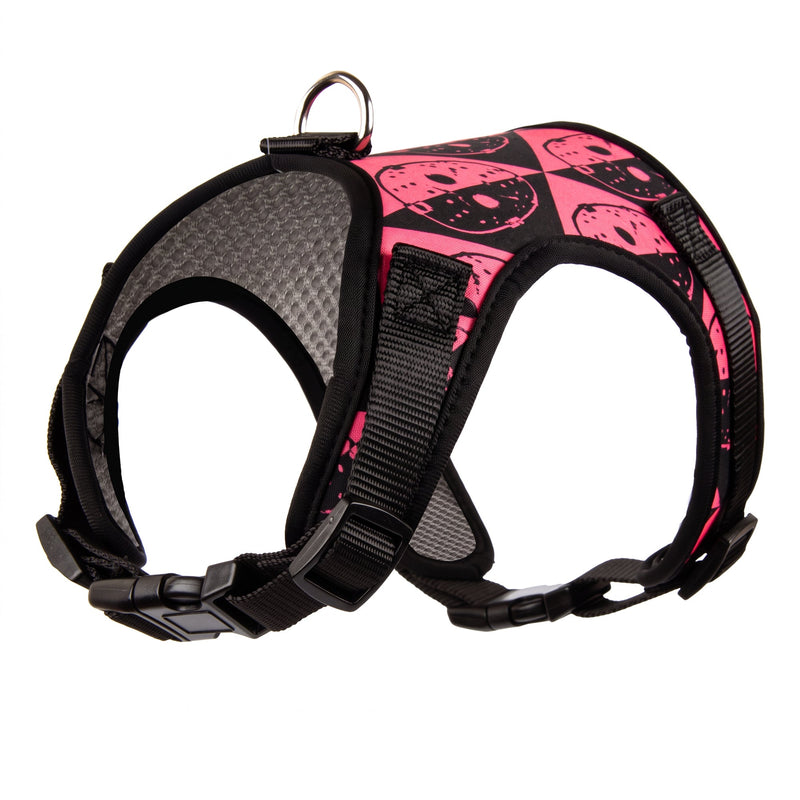 Buckle-Down Friday the 13th Jason Mask Diamond Split Black/Pink Pet Harness