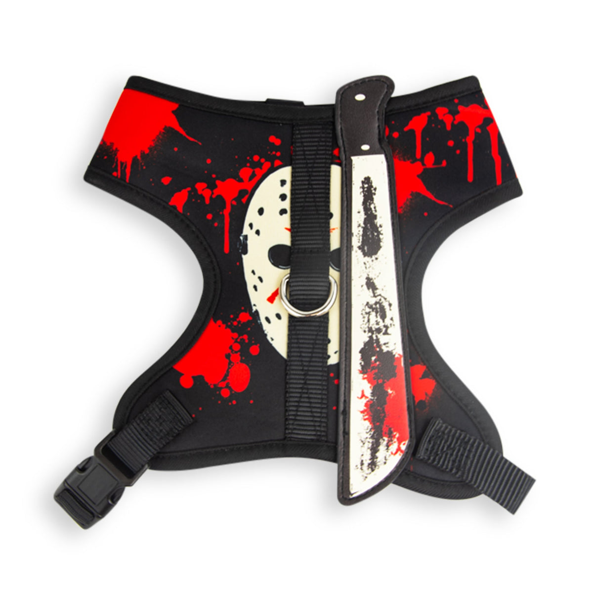 Buckle-Down Friday the 13th Jason Hockey Mask with Machete Applique Pet Harness
