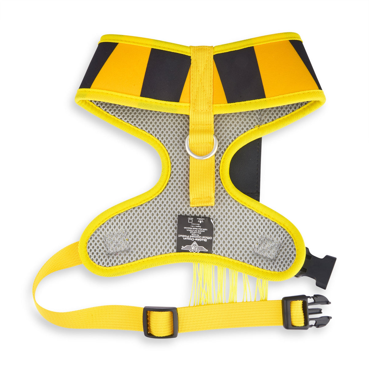 Buckle-Down Harry Potter Hufflepuff Stripe Yellow/Black with Scarf Applique Pet Harness
