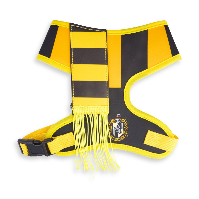 Buckle-Down Harry Potter Hufflepuff Stripe Yellow/Black with Scarf Applique Pet Harness