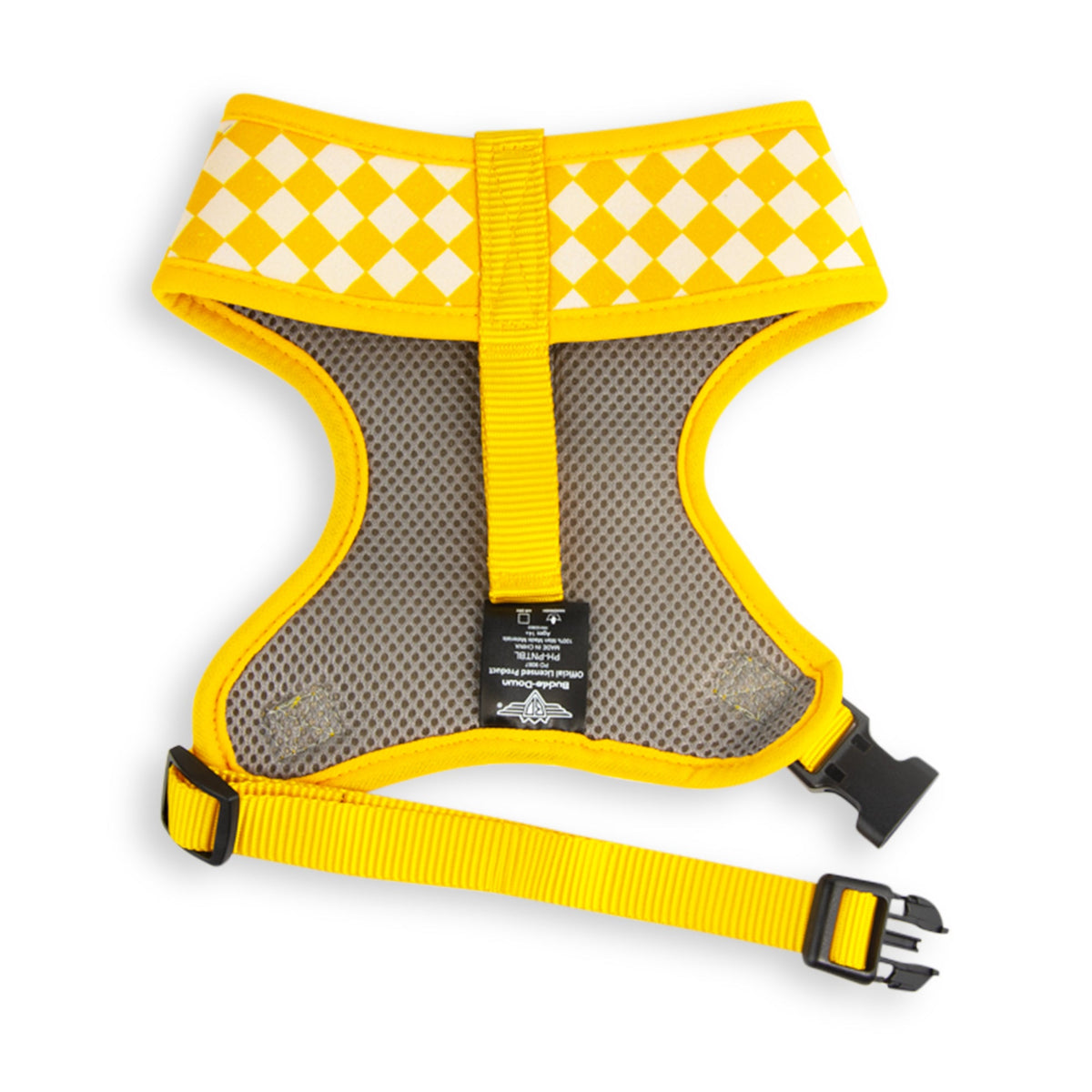Buckle-Down Snoopy Flexing Checker Peanuts Fan Gear Yellow/White Pet Harness