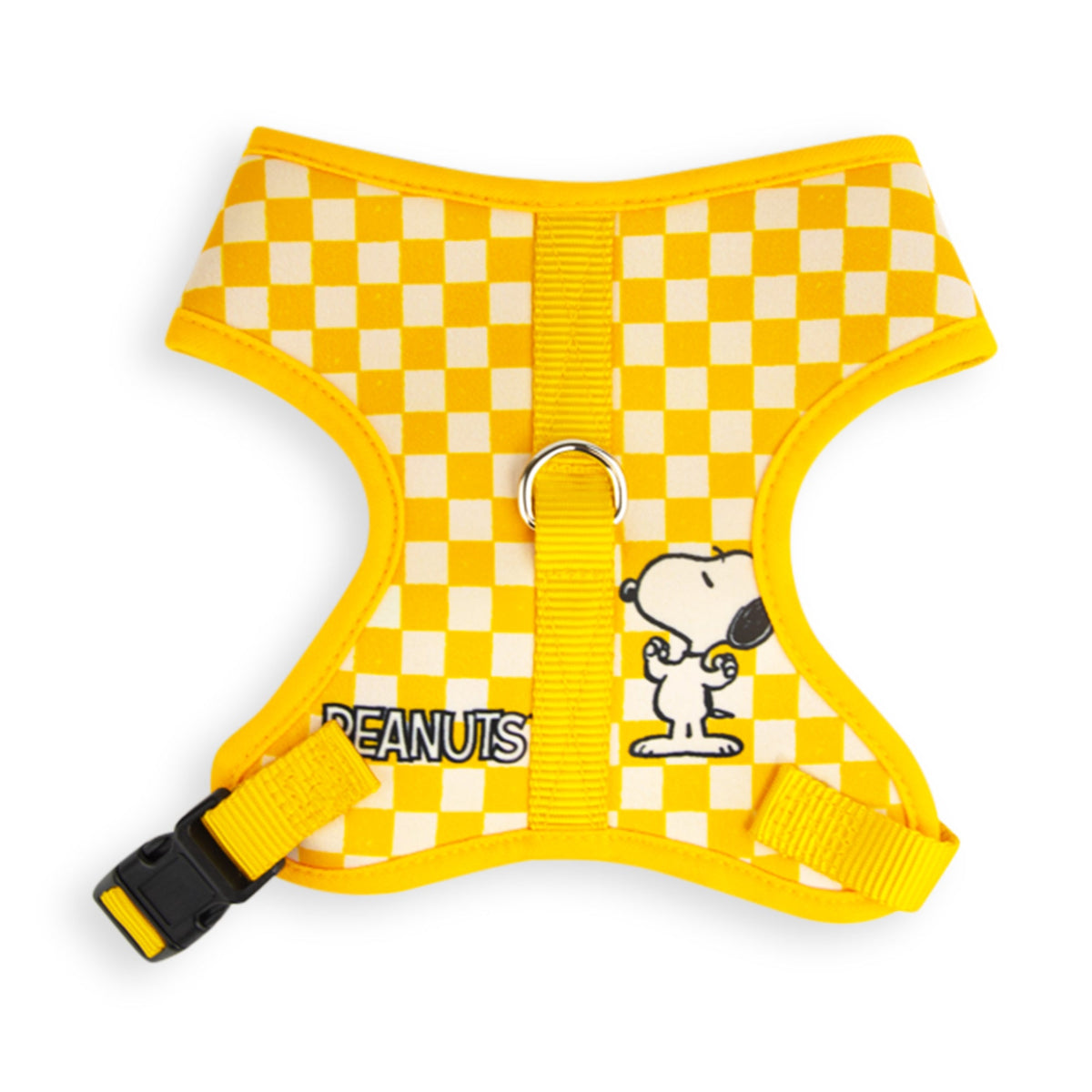 Buckle-Down Snoopy Flexing Checker Peanuts Fan Gear Yellow/White Pet Harness