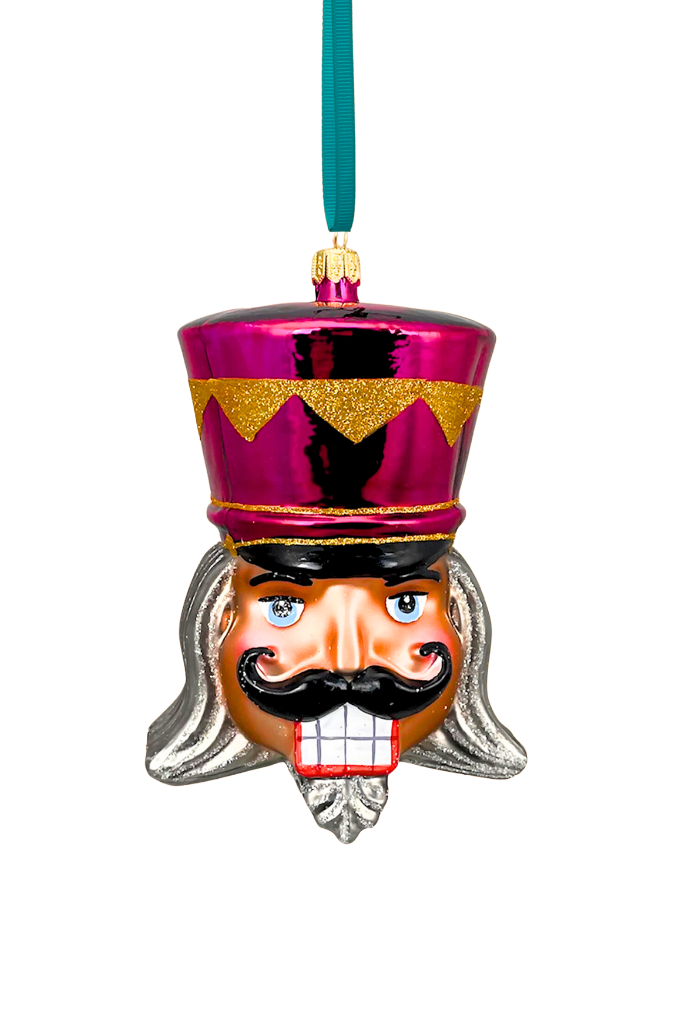 Fuchsia Pink Glass Nutcracker Ornament