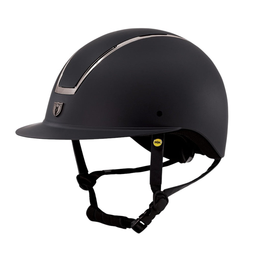 Tipperary Windsor with MIPS Wide Brim - Black UltraSuede Shell w/ Chrome Trim and Black UltraSuede Top | HT Animal Supply