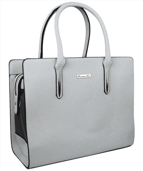 Parisian Pet Mallorca Carrier - Luxury, Comfortable, Chic Gray Pet Travel Bag for Small Dogs & Cats, Travel-Friendly Design