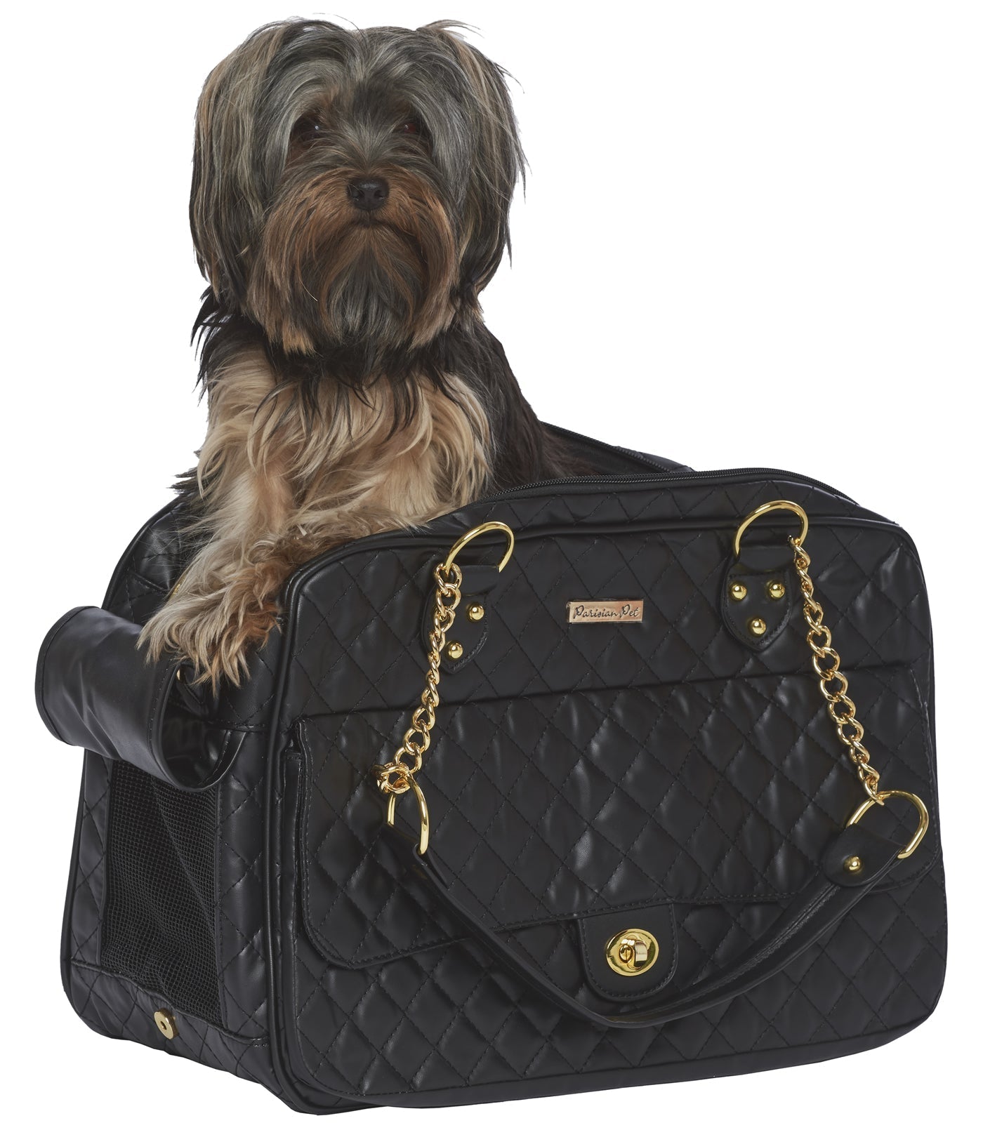 Parisian Pet London Quilted Carrier-Black