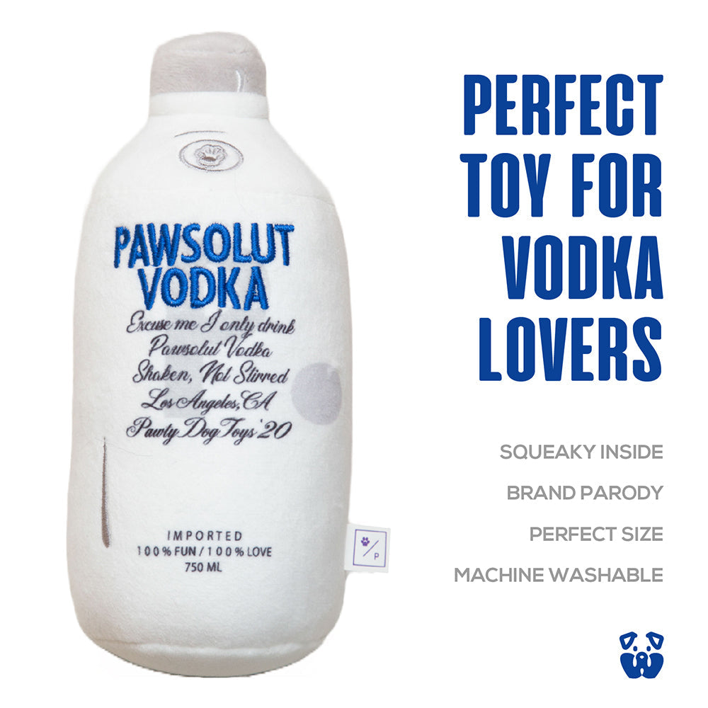 Pawty Pawsolut Vodka Bottle Plush Squeaky Dog Toy
