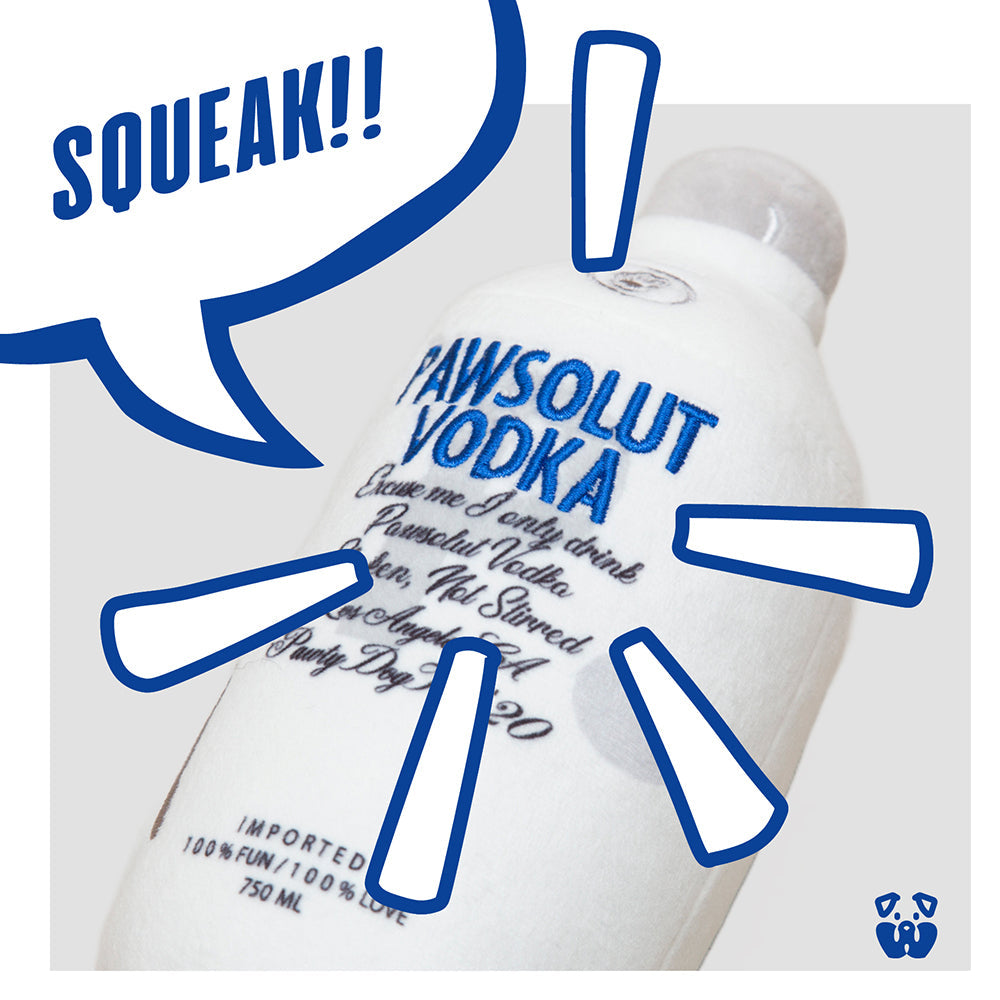 Pawty Pawsolut Vodka Bottle Plush Squeaky Dog Toy