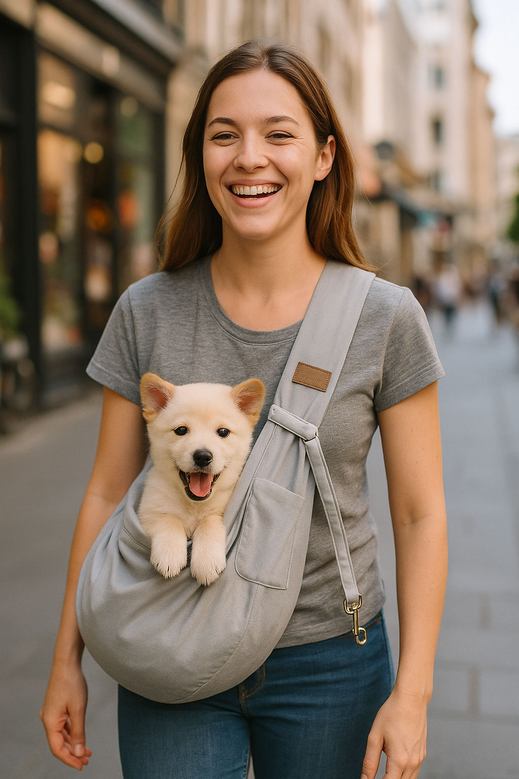 Parisian Pet - Gray Sling Carrier for Dogs & Cats - Hands-Free Pet Transport Solution