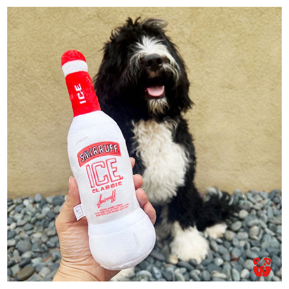 Pawty Smirruff Ice Bottle Squeaky Dog Toy