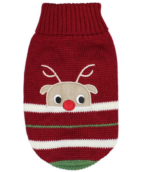 Parisian Pet Reindeer Sweater for Dogs – Stylish & Cozy Christmas Sweater, Red