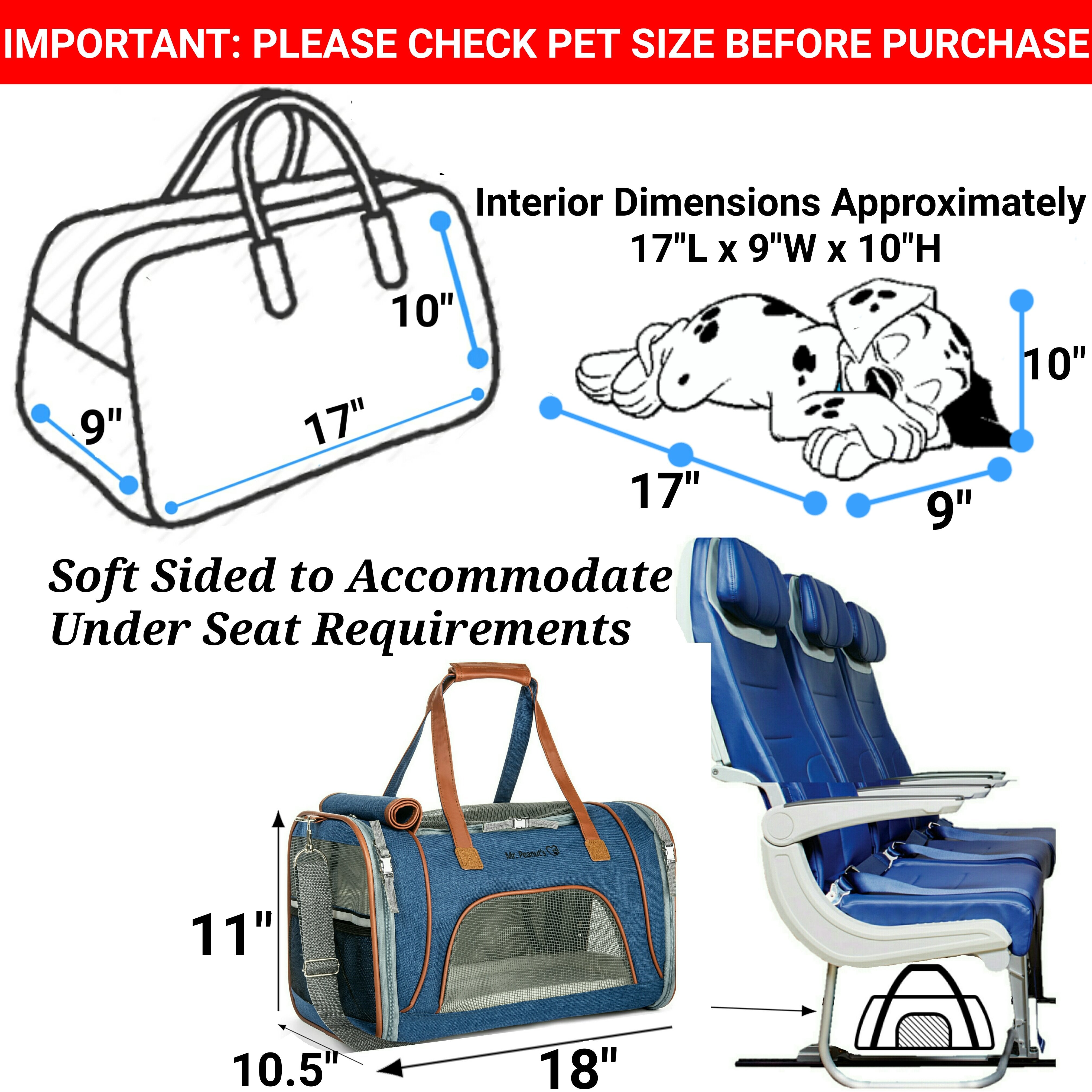 Mr. Peanuts Gold Series Standard Size Airline Compliant Expandable Pet Carrier