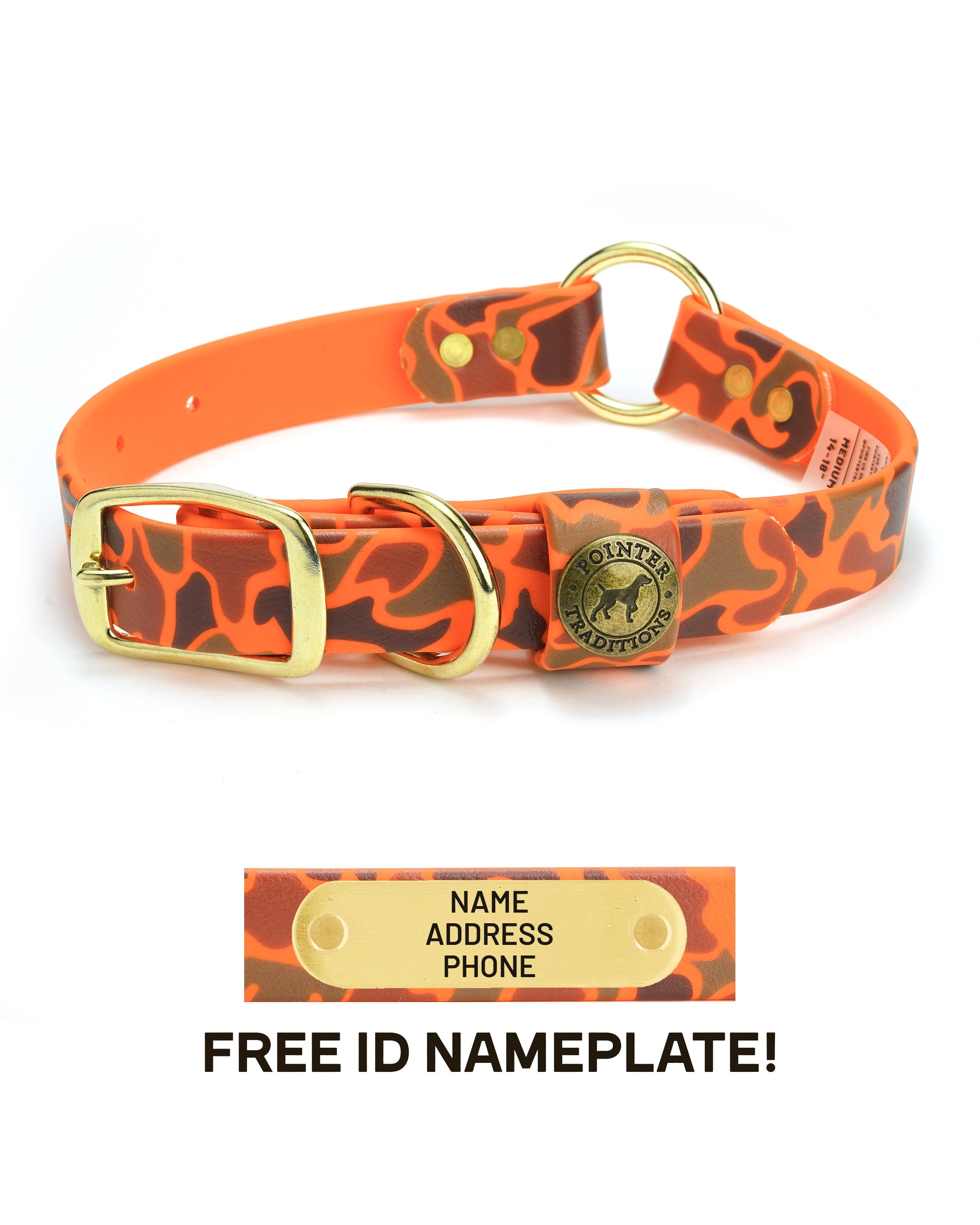 Hunting Dog Center Ring Collar - Blaze Orange Vintage Camo