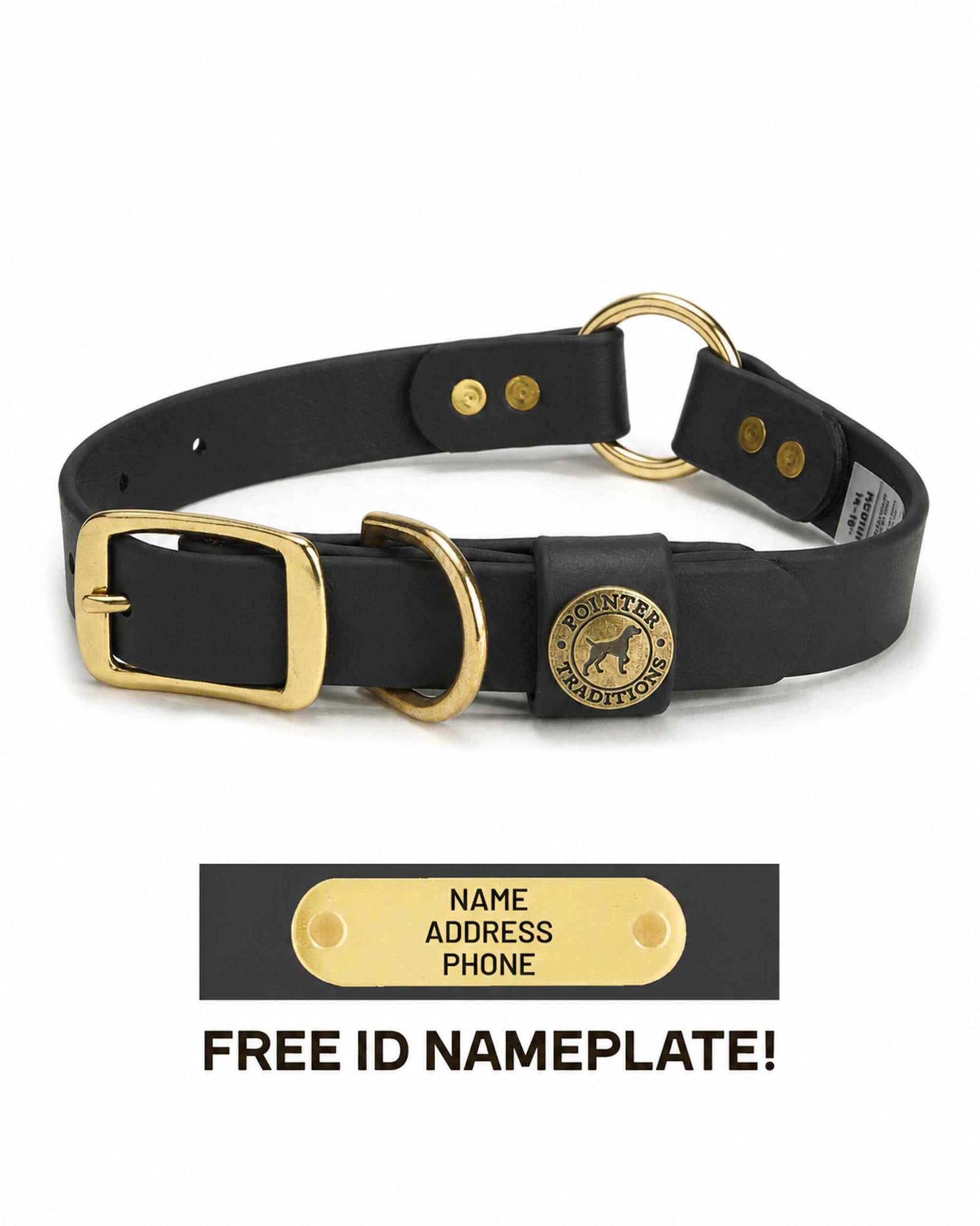 Hunting Dog Center Ring Collar - Midnight Black
